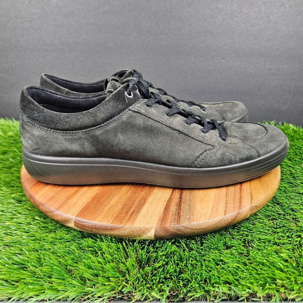 Ecco  Danish Design Shoes Mens 12 Black Suede Leather Lace Up Casual Sneakers